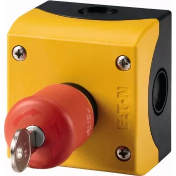Eaton M22-PVS/KC11/IY pulsante a fungo di emergenza con azionamento a chiave, 1NC/1NO, 22,5 mm, IP66, rosso