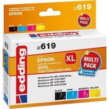 Edding EDD-619 set di cartucce d'inchiostro compatibili ad alto rendimento – nero, ciano, magenta, giallo (confezione da 4, equivalente Epson 603XL) 18-619