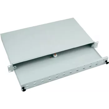 EFB scatola di giunzione 24 porte SC Duplex per montaggio a rack con frontale estraibile, grigio chiaro RAL 7035, 1U (53600.3)