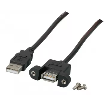 EFB-Elektronik cavo di prolunga USB 2.0 A-A, connettore femmina panel mount, 1,0 m, nero, Classic