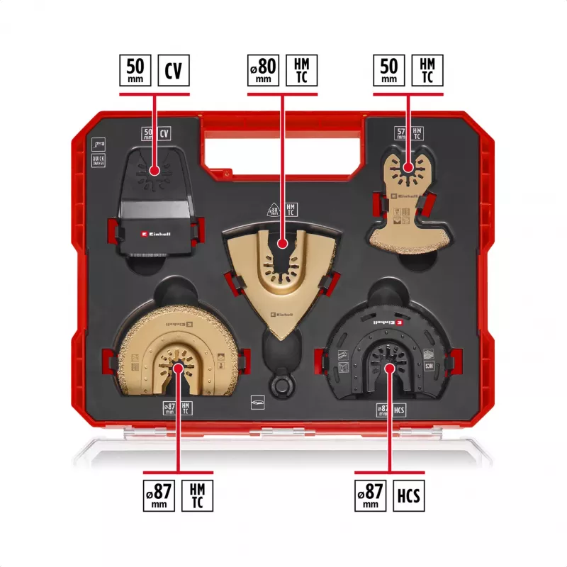 Einhell 708110 XLPLUS-CASE set accessori per utensili multifunzione HCS HM 37 pezzi