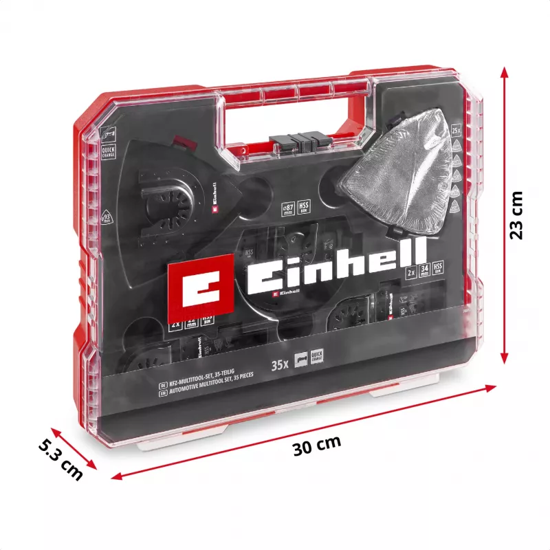 Einhell 708135 XL-PLUS-CASE set accessori per utensili multifunzione BiM HSS, 10 pezzi