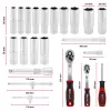 Einhell E-Case set di utensili da 92 pezzi (370514) - acciaio cromo-vanadio, nero/rosso