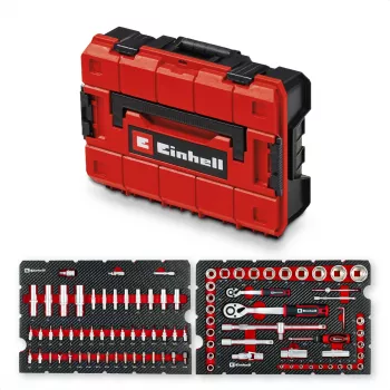 Einhell E-Case set di utensili da 92 pezzi (370514) - acciaio cromo-vanadio, nero/rosso