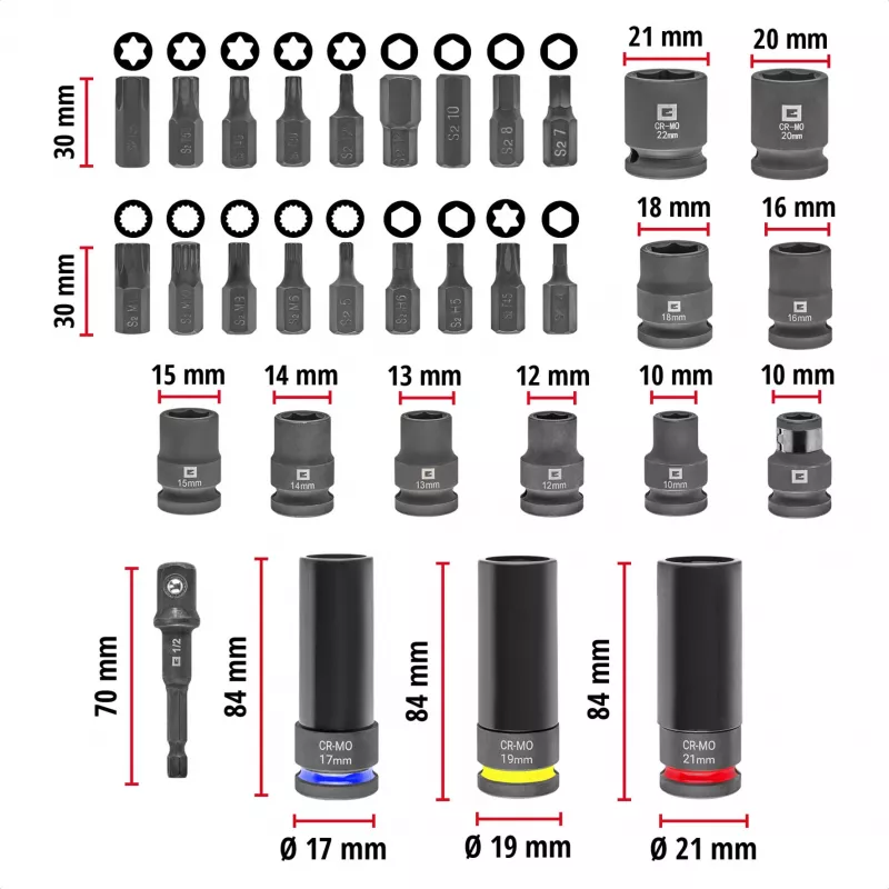 Einhell Impact Bit and Socket Set 1/2 inch 32 pezzi in XL Case