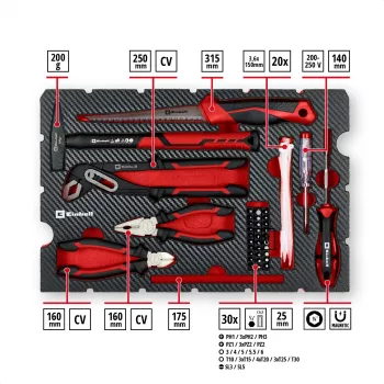 EINHELL-KWB E-Case set di utensili per ristrutturazione, 78 pezzi (nero/rosso)