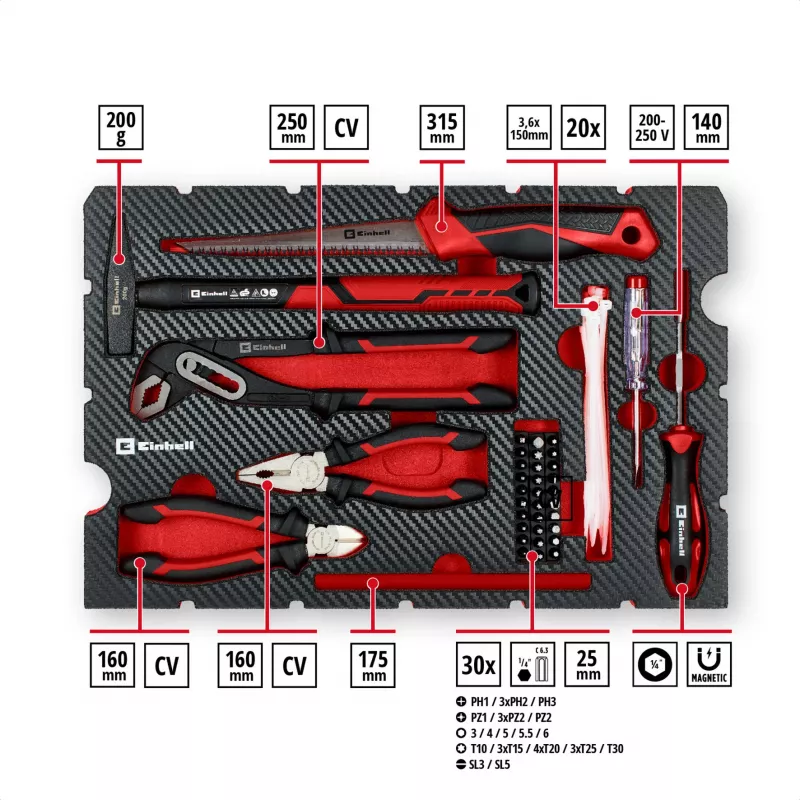 EINHELL-KWB E-Case set di utensili per ristrutturazione, 78 pezzi (nero/rosso)
