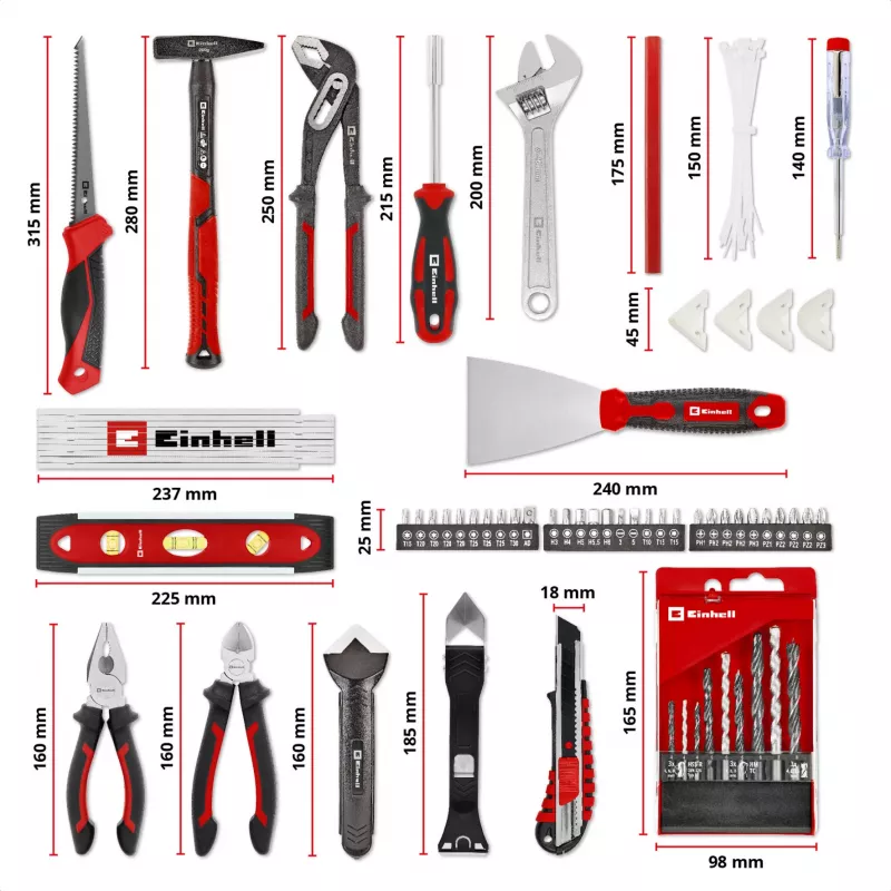 EINHELL-KWB E-Case set di utensili per ristrutturazione, 78 pezzi (nero/rosso)