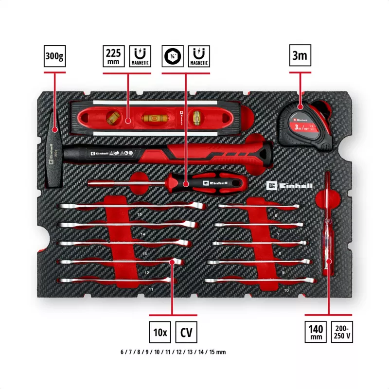 EINHELL-KWB E-Case Valigetta portautensili trasloco, 79 pezzi (nero/rosso)