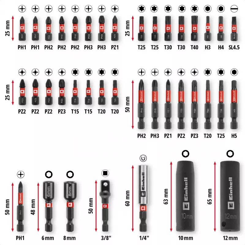 EINHELL-KWB Impact Bit & Socket Set in M-CASE, 39 pezzi