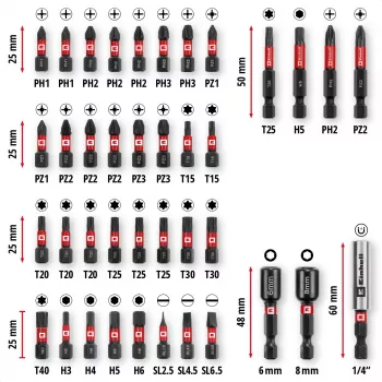 EINHELL-KWB Set di punte a impatto in M-CASE, 39 pezzi (con bussole)