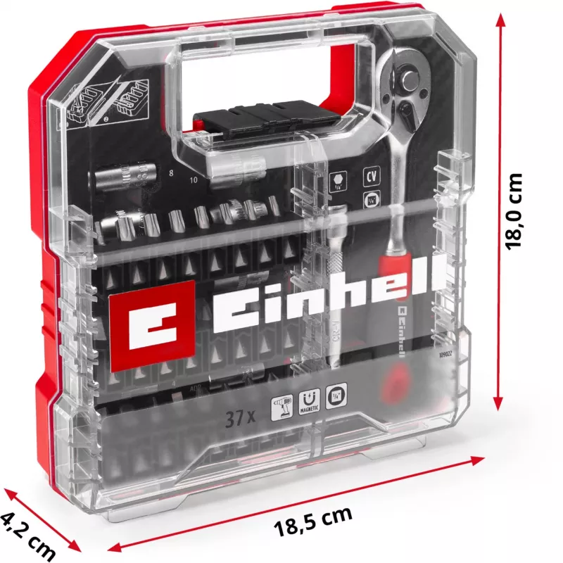 EINHELL-KWB set di chiavi a bussola e punte 1/4 pollice 37 pezzi in L-CASE