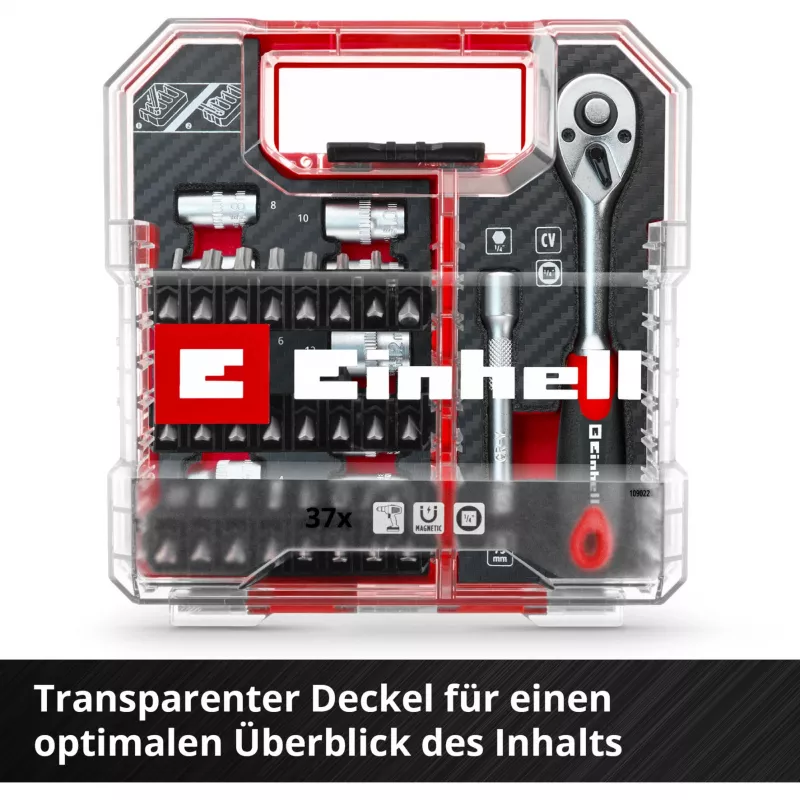 EINHELL-KWB set di chiavi a bussola e punte 1/4 pollice 37 pezzi in L-CASE