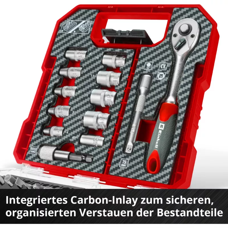 EINHELL-KWB set di chiavi a bussola e punte 1/4 pollice 37 pezzi in L-CASE