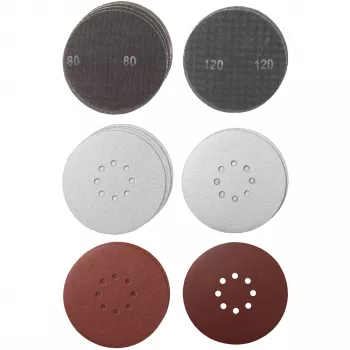 Einhell Set rete abrasiva per levigatrice per cartongesso, Ø 225 mm, 15 pezzi, grana 80 & 120, per TE-DW 225 X