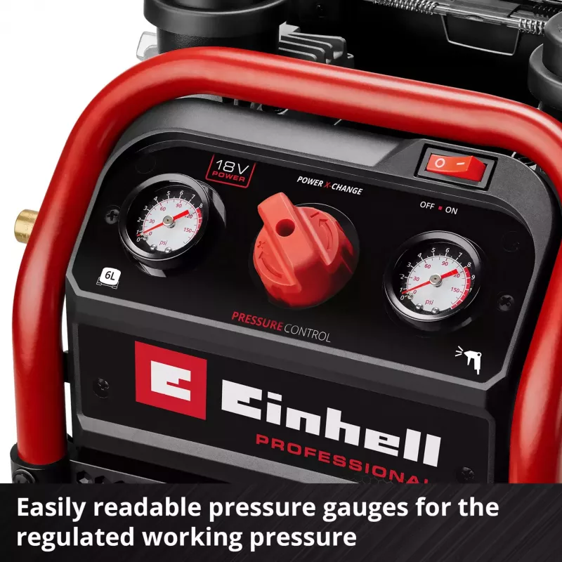 EINHELL Power X-Change compressore a batteria SILENZZO 18/160, 18V (rosso/nero, senza batteria e caricabatterie)