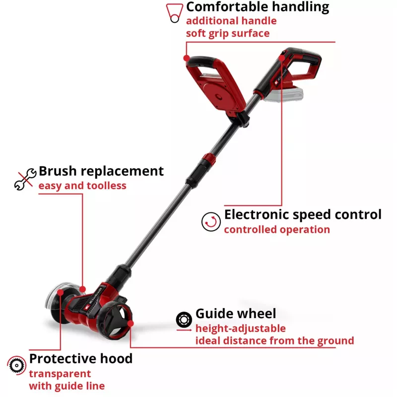 EINHELL Power X-Change Pulitore per fughe a batteria GE-CC 18/110 Li E-Solo, 18V (rosso/nero, senza batteria e caricabatterie)