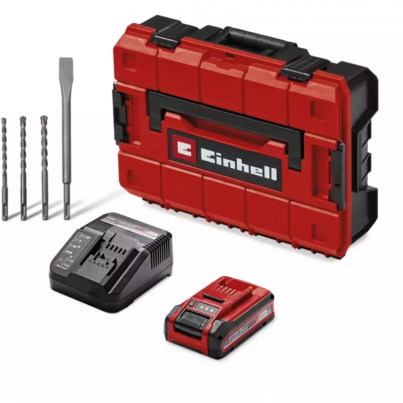 EINHELL Professional martello perforatore a batteria TP-HD 18/28 Li BL+4, 18V (rosso/nero, batteria Li-Ion 3,0 Ah, set accessori 4 pezzi, E-Case S)
