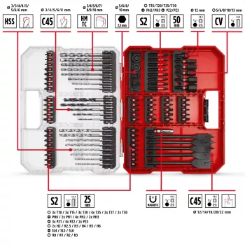 EINHELL XL-CASE set di punte per avvitatore e punte per trapano, 95 pezzi, set punte e bit