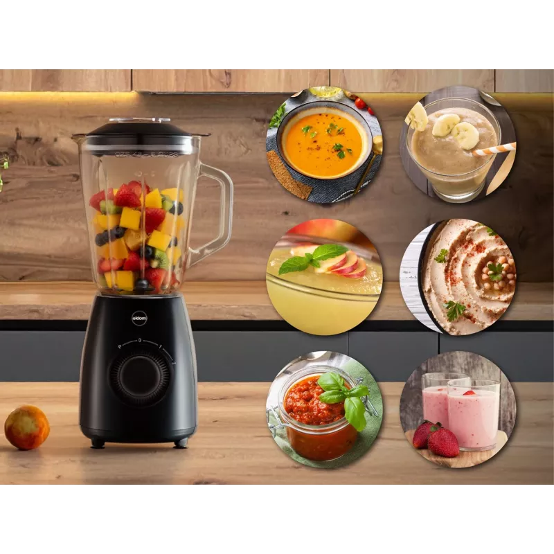 ELDOM BK6 NOXAR Frullatore a bicchiere, 1,8 L vetro temperato, nero, 22000 rpm, Pulse