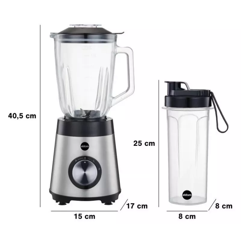 ELDOM BK7S STALO 2.0 L Frullatore da tavolo 1000 W nero/argento