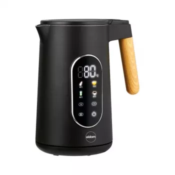ELDOM C550 Bollitore senza filo con regolazione della temperatura, 1,7 L, 2200 W, acciaio inox, 5 preimpostazioni, funzione mantieni caldo, display LED, nero