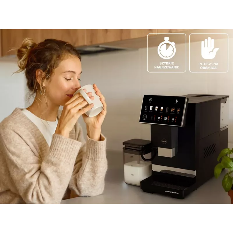 ELDOM ECA10 Macchina per caffè automatica con pressione, 7 programmi, 19 bar, 1450 W, serbatoio acqua 1,8 L, bean-to-cup, LCD, nero