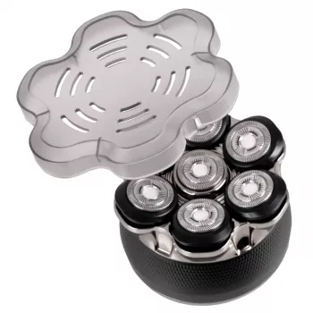 ELDOM rasoio elettrico per viso e testa G60 Rotary 3 testine bagno e asciutto con display LED, trimmer pop-up, impermeabile IPX7, 60 min. di autonomia