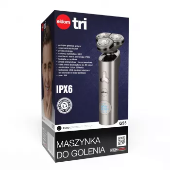 ELDOM G55 rasoio da uomo rasoio rotante con 3 testine rasanti flottanti, display LCD, blocco da viaggio, bagno e asciutto, batteria ricaricabile, nero