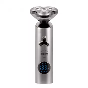 ELDOM G55 rasoio da uomo rasoio rotante con 3 testine rasanti flottanti, display LCD, blocco da viaggio, bagno e asciutto, batteria ricaricabile, nero