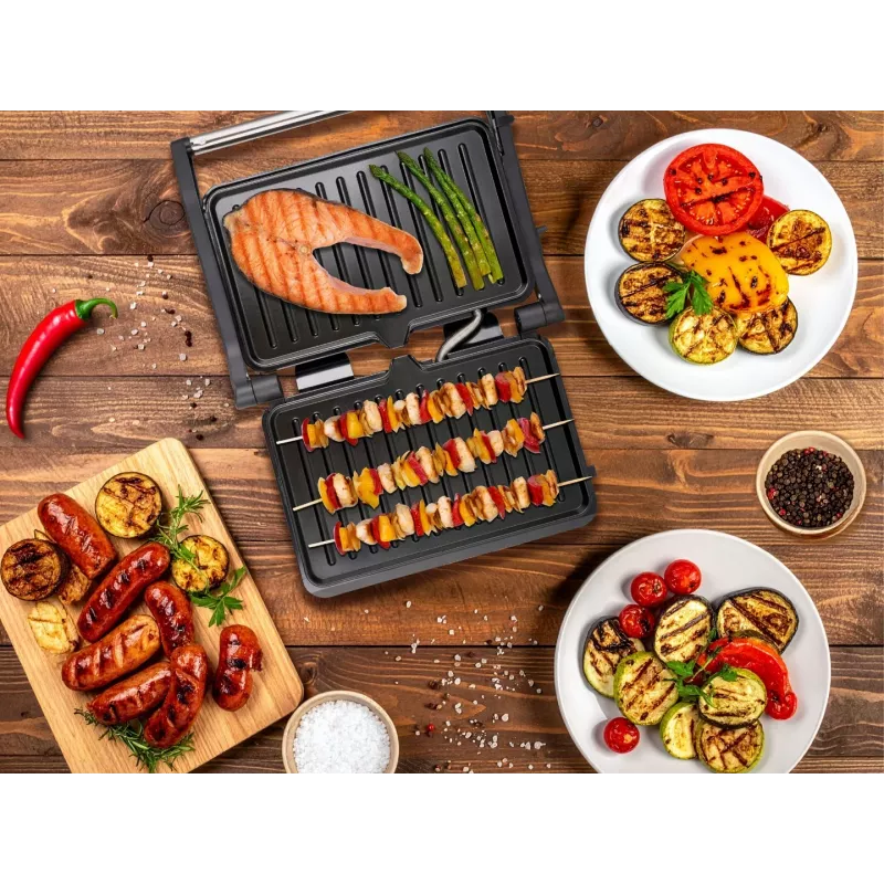 Eldom GK110 griglia di contatto, 800 W, nero/argento