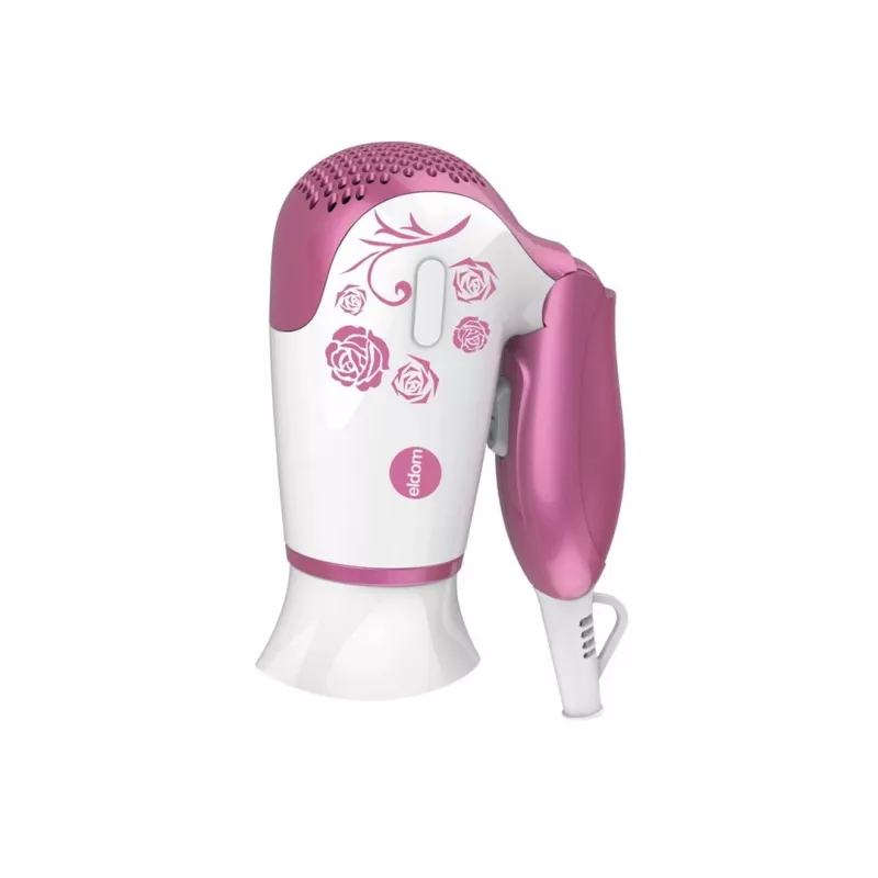 ELDOM HT82R asciugacapelli 1200W manico pieghevole, 2 livelli di calore e velocità, livello aria fredda, bianco/blu