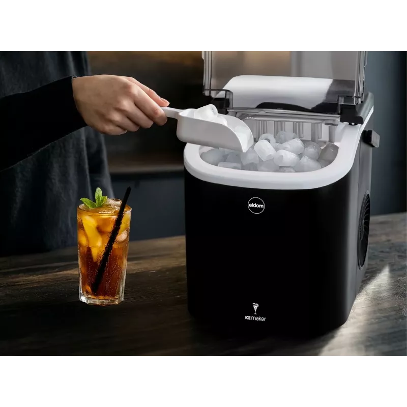 ELDOM KS230 fabbricatore di ghiaccio - 12 kg/24h, serbatoio 2,2L, 9 cubetti per ciclo, argento/nero