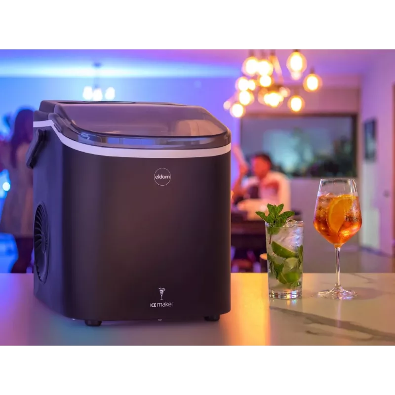 ELDOM KS230 fabbricatore di ghiaccio - 12 kg/24h, serbatoio 2,2L, 9 cubetti per ciclo, argento/nero