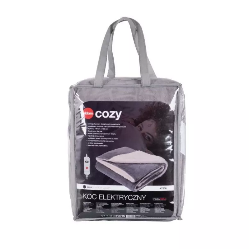 ELDOM KT200 Cozy Coprimaterasso elettrico 150 x 80 cm grigio 60W 3 livelli di calore