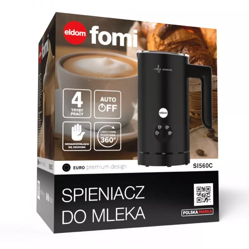 Montapanna ELDOM SI560C nero - 500W montatura automatica calda e fredda, riscaldamento 300ml, acciaio inox