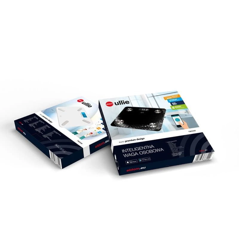 ELDOM Bilancia pesapersone smart TWO550B ULLIE con 12 valori corporei, Bluetooth e app