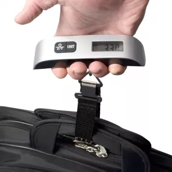 ELDOM WB10 Bilancia digitale per bagagli 50 kg con LCD retroilluminato, gancio in acciaio inox, funzioni tara e hold