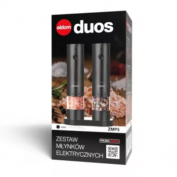 ELDOM ZMP5 set macina sale e pepe a batteria con supporto, nero