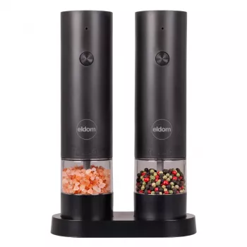 ELDOM ZMP5 set macina sale e pepe a batteria con supporto, nero