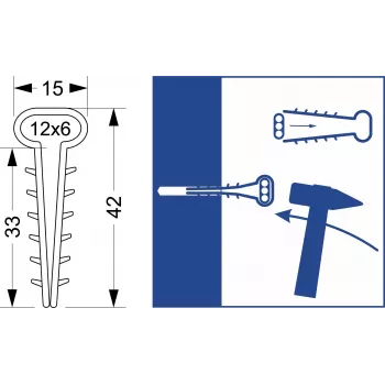 Elektro-Plast Opatówek USMP-3 clip rapida piatta per cavi fino a 16,2 mm, bianco, 100 pezzi