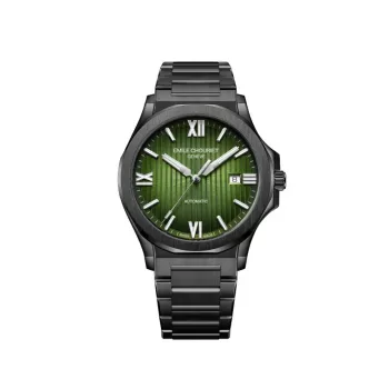 EMILE CHOURIET cronografo da uomo automatico 41mm quadrante nero cinturino in pelle nero 081172GHHE8H