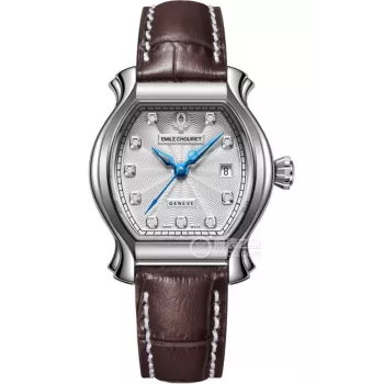 EMILE CHOURIET orologio automatico da donna 1911 28mm quadrante argentato cinturino in pelle marrone