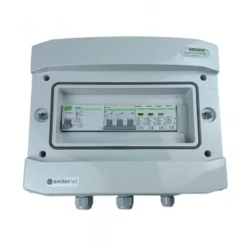 EMITER Quadro elettrico collegato AC ermetico IP65 EMITTER con scaricatore di sovratensione AC Noark Tipo 1+2, 50A trifase, RCD Tipo A 63A/300mA
