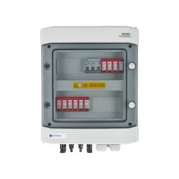 EMITER Quadro elettrico collegato DCAC ermetico IP65 con scaricatore di sovratensione DC Dehn 1000V Tipo 2, 2 x stringa PV, 2 x MPPT // AC Dehn Tipo 2, 10A 3-F