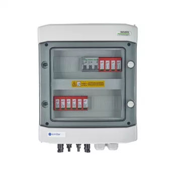 EMITER quadro elettrico collegato DCAC Hermetic IP65 EMITTER con scaricatore di sovratensione DC Dehn 1000V Tipo 2, 2 x PV-String, 2 x MPPT // og. AC Dehn Tipo 2, 16A 3 fasi