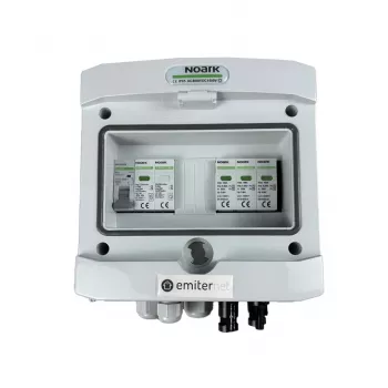 EMITER Quadro elettrico collegato DCAC ermetico IP65 EMITTER con scaricatore di sovratensione DC Noark 1000V Tipo 1+2, 1 x stringa PV, 1 x MPPT // e AC Noark Tipo 1+2, 10A 1 fase