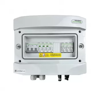 EMITER Switchgear Attached DCAC Hermetic IP65 EMITTER with Noark 1000V Type 1+2 DC Surge Arrester, 1 x PV String, 1 x MPPT // og. AC Noark Type 1+2, 10A 3-Phase