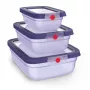 EMSA ONECLICK set contenitori per alimenti, 3 pezzi, 0,5L/1,2L/2,3L, viola, ermetici e a tenuta, adatti a microonde/freezer/lavastoviglie 3110601766