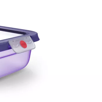 EMSA ONECLICK contenitore per alimenti 2,3 L, rettangolare, coperchio viola, ermetico, a tenuta, senza BPA, adatto a microonde e lavastoviglie 3110601760